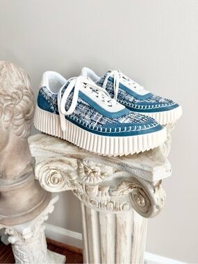Dolce Vita Dolen Tweed Platform Sneakers in Navy Multi with Ivory Soles